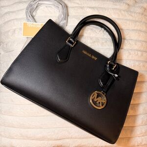 Michael Kors Black Satchel with Gold Accents